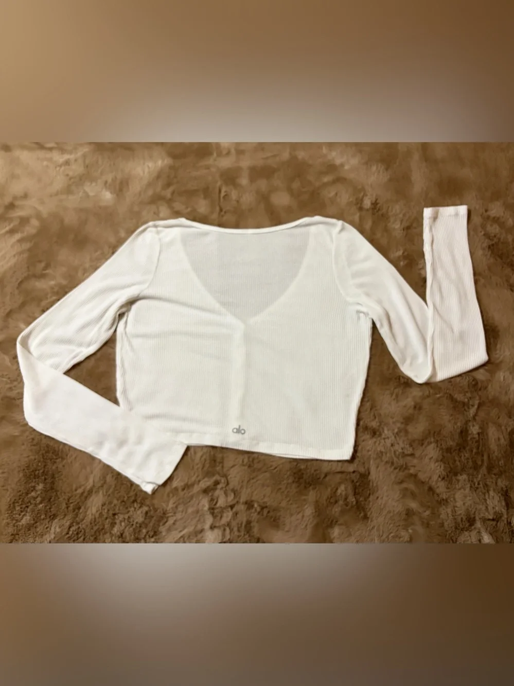 Alo Ribbed Cropped Whisper Cardigan Size Medium